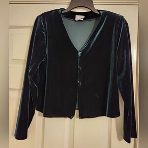 Rabbit Rabbit Rabbit Solid Green Velvet Long Sleeve Jacket SZ 6